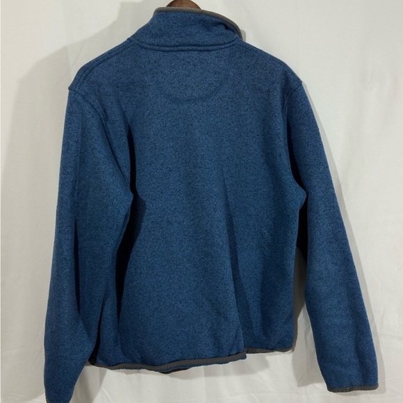 L.L. Bean Men’s Large Snap Fleece Pullover Blue Heather Quarter Button Collar - Picture 3 of 5